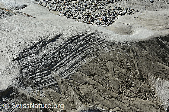 Foto: Formen im Sand im Gletschervorfeld.