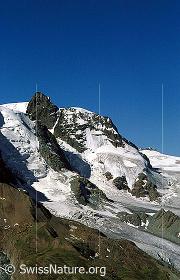 Foto: Klein Matterhorn von NNE (Gornergrat).
Kleinmatterhorngletscher.