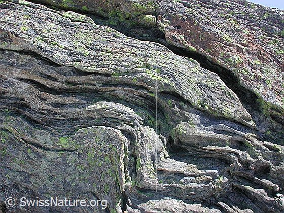 Foto: Faltung im Bündner Schiefer