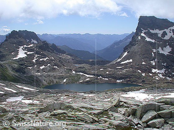 Foto: Geisspfadsee, Geisspfad, Grampiel- und Rothhorn vom Schwarzsee aus.