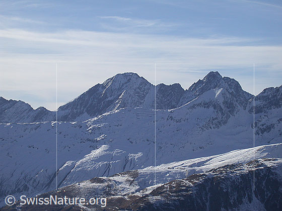 Foto: Schilthorn (Gredetsch), Alpjuhorn, Hofathorn von E (unterhalb Mossfluh)