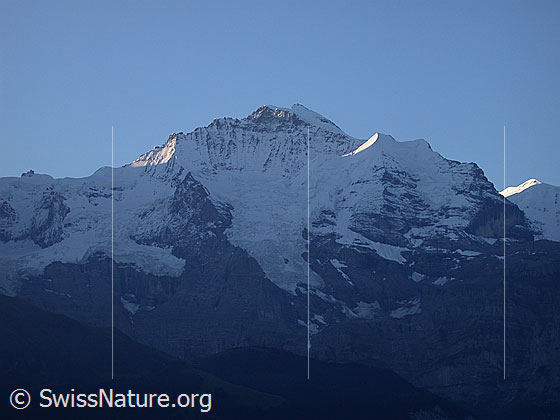 Foto: Jungfraujoch, Jungfrau und Silberhorn im Morgenlicht von NNW (Sulwald)