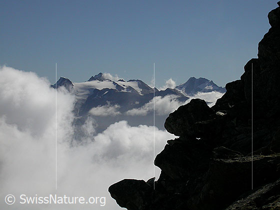 Foto: Rappehorn, Turbhorn und Ofenhorn von WNW (Eggishorn).