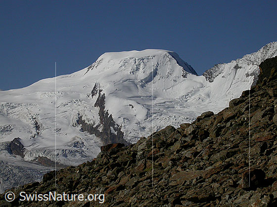 Foto: Alphubel von NE (Aufstieg Jegihorn)
Davor der Feegletscher.