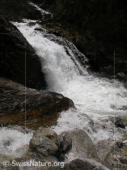 Foto: Wasserfall im Mässerbach während Schneeschmelze.