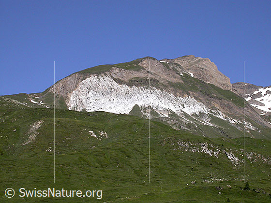 Foto: Blick vom Halsesee Richtung N: Turbechepf mit der markanten Dolomitwand.