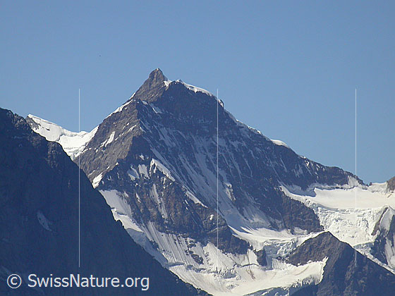 Foto: Rottalhorn und Jungfrau von NE (Gipfel Schwarzhorn)
Dazwischen der Rottalsattel.