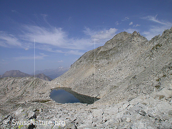 Foto: Schwarzsee und unteres Schinhorn von E. Im Hintergrund Bättlihorn und Breithorn.