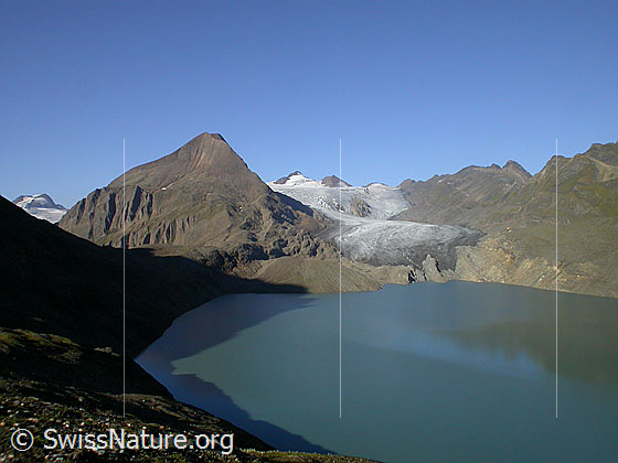 Foto: Griessee
Im Hintergrund: Ofenhorn, Bättelmatthorn, Rothorn, Griesgletscher und Blinnenhorn.