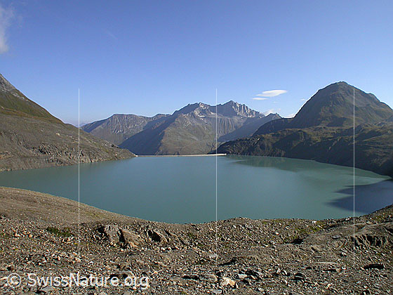 Foto: Blick aus der Region Griespass über den Griessee Richtung NE (Pizzo Gallina und Nufenenstock)