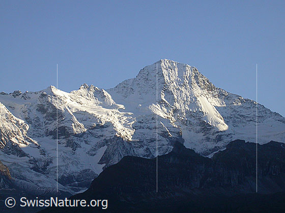 Foto: Lauterbrunnen Breithorn von N (Mürren) im Abendlicht.