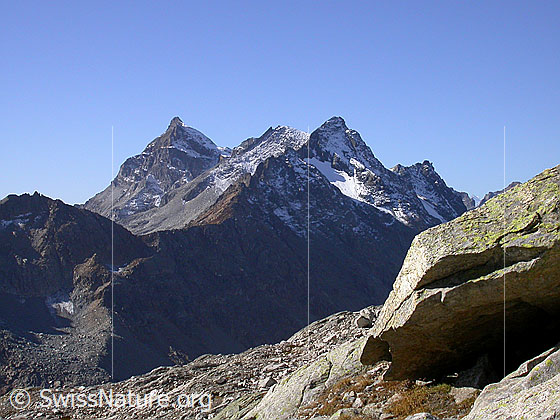 Foto: Blick von der Region Schwarzsee zu Scherbadung, Punta Gerla, Schwarzhorn und Fleschhorn.