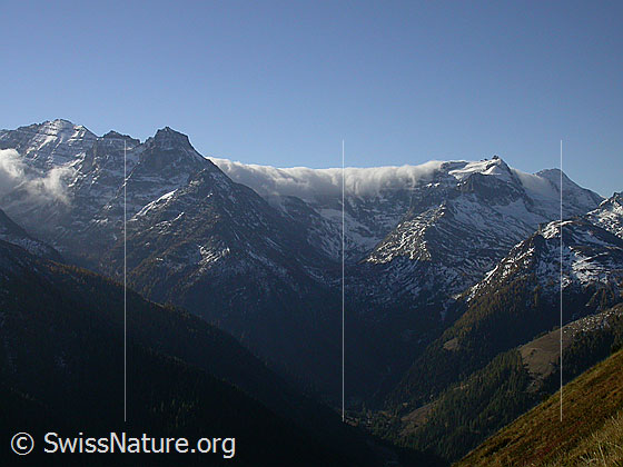 Foto: Föhnstimmung/Föhnwalze über dem Ritterpass. Helsenhorn und Hillehorn.