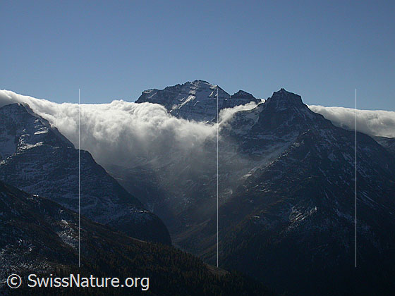 Foto: Blick vom Eggerhorn zum Helsenhorn. Föhnstimmung/Föhnwalze.
