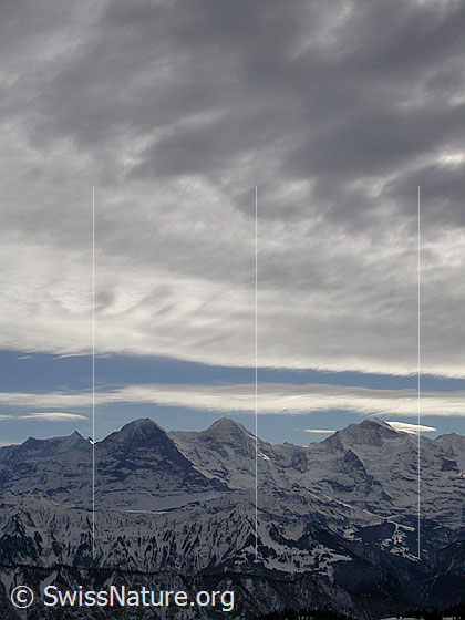 Foto: Sieben Hengste: Interessante Stimmung über  Eiger, Mönch und Jungfrau.