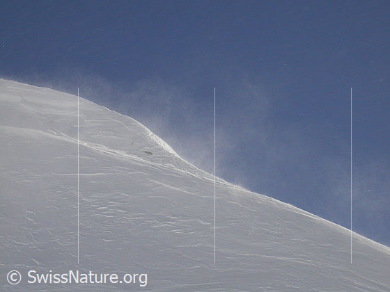 Foto: Schwache Schneeverfrachtung am Gandhorn.