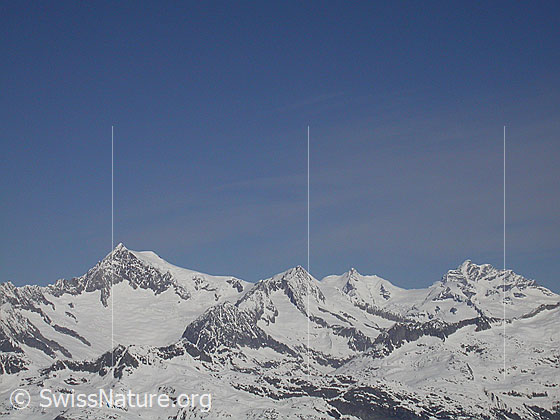 Foto: Blick vom Grossen Schinhorn zu Aletschhorn, Gross Wannenhorn und Jungfrau.