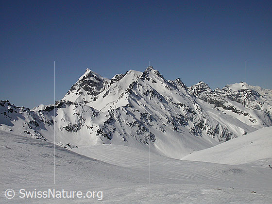 Foto: Blick vom Schwarzsee zu Scherbadung, Punta Geral, Schwarzhorn, Hillehorn, etc,