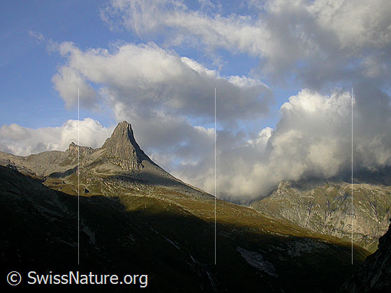 Foto: Zervreilahorn. Morgenstimmung mit Wolken.