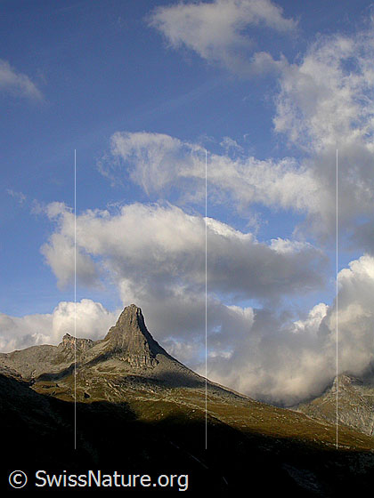 Foto: Zervreilahorn. Morgenstimmung mit Wolken.