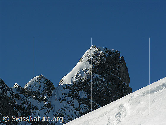 Foto: Im Aufstieg zum Ankestock. Blick zum Gipfel der Hinderi Spillgerte.