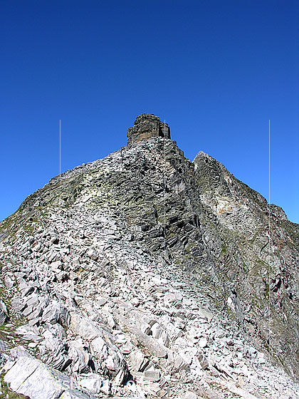 Foto: Blick vom Halbelfjoch beim Wannigletscher zum Gipfel des Wannihorns.