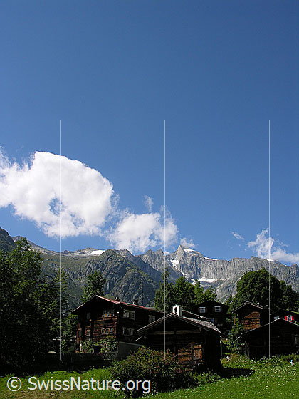 Foto: Weiler Egga bei Bellwald mit Klein Wannenhorn und Distelgrat im Hintergrund.