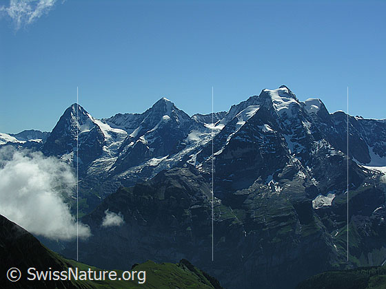 Foto: Im Aufstieg zum Hundshorn. Blick auf Eiger, Mönch und Jungfrau.
