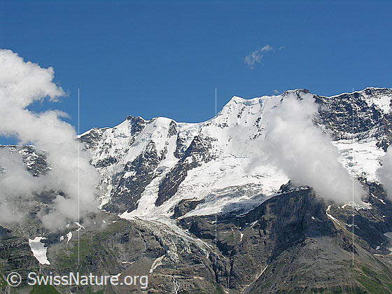 Foto: Blick von Mürren zu Rottalgletscher (Rottal), Gletscherhorn, Stuefesteigletscher und Äbeni Flue.