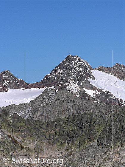 Foto: Blick vom Sidelhorn zum Steinlauihorn und Ärlengletscher.