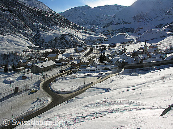 Foto: Blick auf das Dorf Realp im Urserntal.