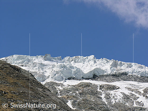 Foto: Abbruch des Allalingletschers oberhalb Mattmark.