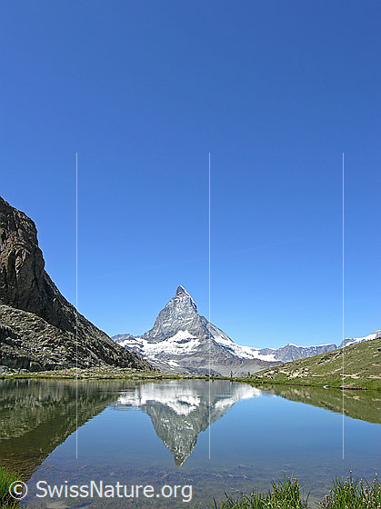 Foto: Matterhorn und Riffelsee, inkl. Spiegelung.