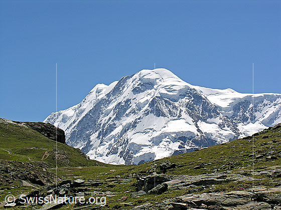 Foto: Blick über einen Sattel zum Liskamm.