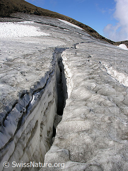 Foto: Gletscherspalte auf dem Rappegletscher.
