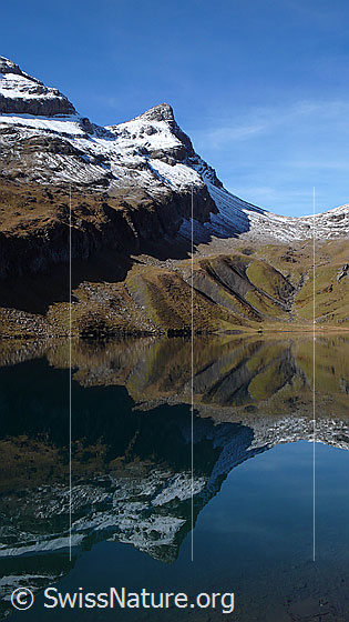 Foto: Mandelbrot-Spiegelung und Spiegelung des Simelihorn im Bachalpsee.