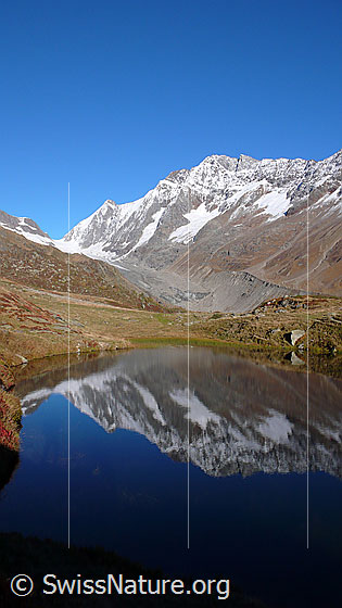 Foto: Spiegelung im Guggisee.
Gipfel und Übergänge: Lötschenlücke - Sattelhorn - Schinhorn.
Gletscher: Langgletscher
