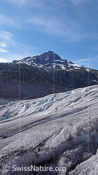 Foto: Blick über den Rhonegletscher zu den Gärstenhörnern.