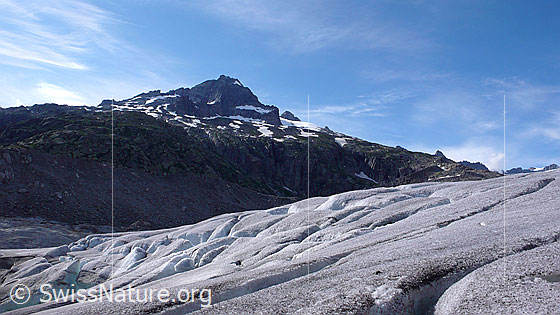 Foto: Blick über den Rhonegletscher zu den Gärstenhörnern.