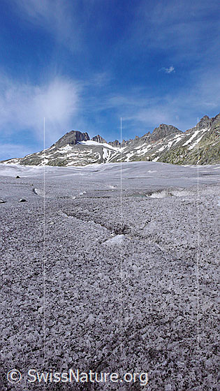 Foto: Blick über den Rhonegletscher zu Sidelenhorn und Gross Furkahorn.
