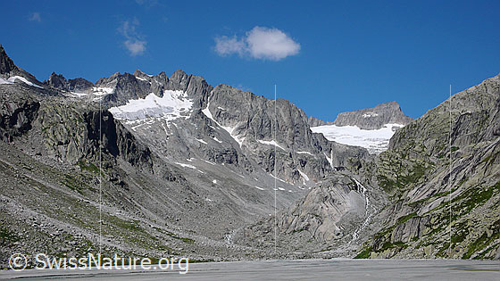 Foto: Brandlammhorn, Bächligletscher, Gross Diamantstock und Schwemmebene Bächlisboden.