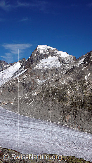 Foto: Galenstock und Rhonegletscher. Darüber Schleierwolken.