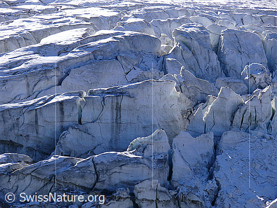 Foto: Ausschnitt aus einem Gletscherabbruch im Triftgletscher.