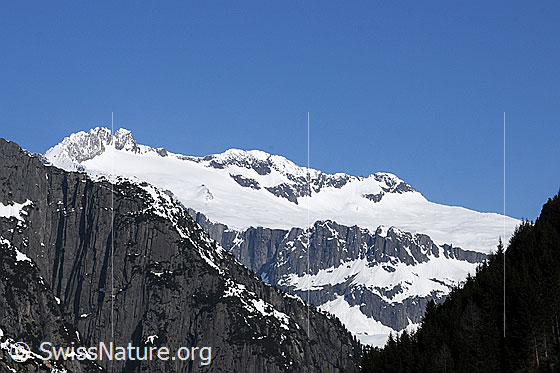 Foto: Blick von Andermatt zu Rorspitzli und Rorfirn.