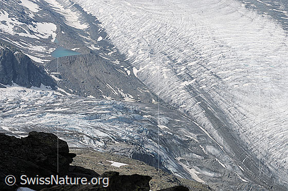 Foto: Zusammenfluss Persgletscher (Vadret Pers) und Morteratschgletscher (Vadret da Morteratsch).