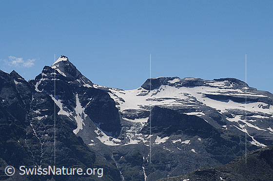Foto: Helsenhorn und Helsegletscher. Schön zu sehen sind die Ritter.