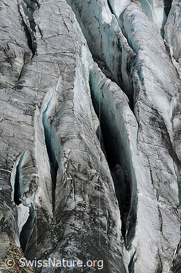 Foto: Gletscherspalten im Allalingletscher.