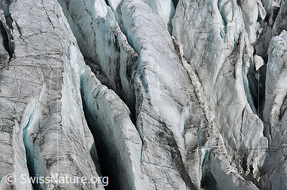Foto: Gletscherspalten im Allalingletscher.