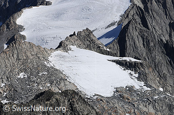 Foto: Senfspitze und Senfspitze-Gletscher mit Wannenhorngletscher im Hintergrund.
