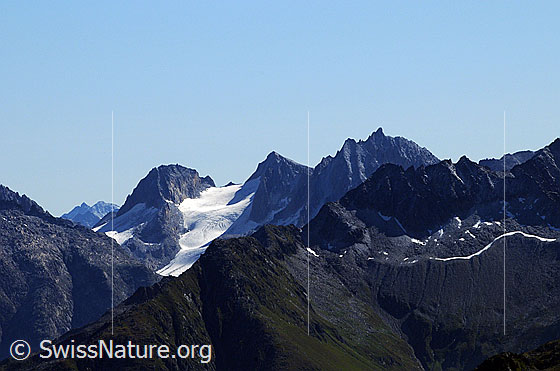Foto: Witenwasserenstock, Gerenhorn und Pizzo Rotondo. Davor der Gerengletscher.